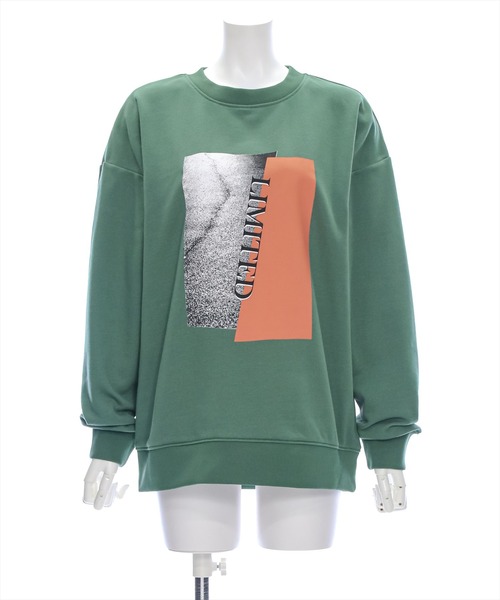 clear（クリア）の「配色プリントロング丈スウェットトップス [大人カジュアル]≪2024AW新作≫（スウェット・レディース・グリーン/オフホワイト/チャコールグレー・F）」の13枚目の写真