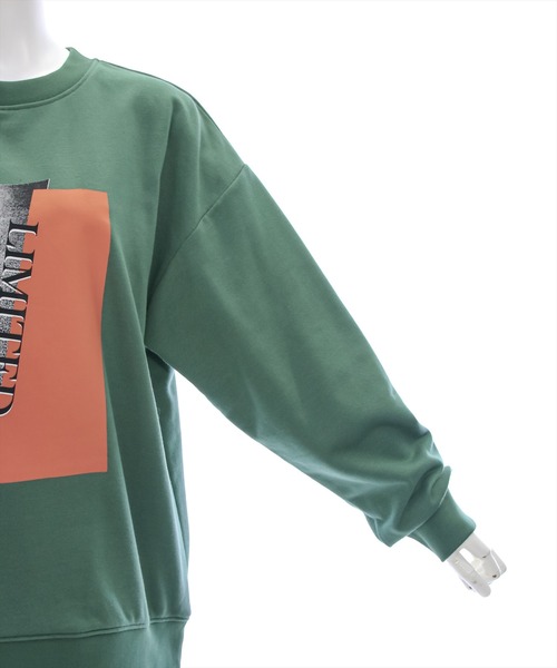 clear（クリア）の「配色プリントロング丈スウェットトップス [大人カジュアル]≪2024AW新作≫（スウェット・レディース・グリーン/オフホワイト/チャコールグレー・F）」の10枚目の写真