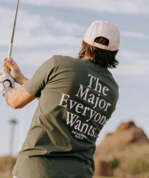 DEVEREUX GOLF（デヴァローゴルフ）の「DVRX Augusta TEE（Tシャツ/カットソー・メンズ・ホワイト/カーキ・SMALL/LARGE/MEDIUM）」の5枚目の写真