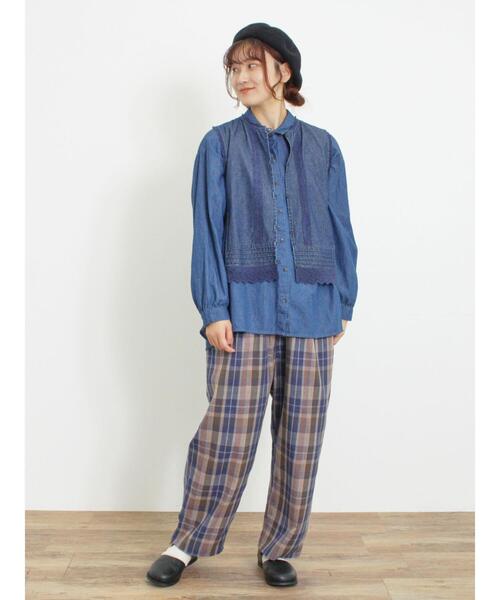 Samansa Mos2（サマンサ モスモス）の「TRチェック柄イージーストレートパンツ（その他パンツ・レディース・グレー/ネイビー/マスタード・F）」の7枚目の写真