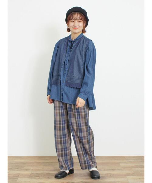 Samansa Mos2（サマンサ モスモス）の「TRチェック柄イージーストレートパンツ（その他パンツ・レディース・グレー/ネイビー/マスタード・F）」の6枚目の写真