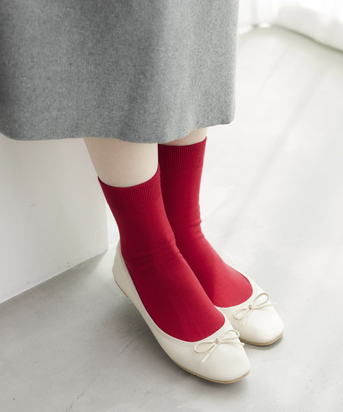 ROPE' PICNIC（ロペピクニック）の「【一部店舗限定】レーヨンシルケットクルーソックス（ソックス/靴下・レディース・ブラック/キナリ/レッド/ピンク系その他2・FREE）」の6枚目の写真