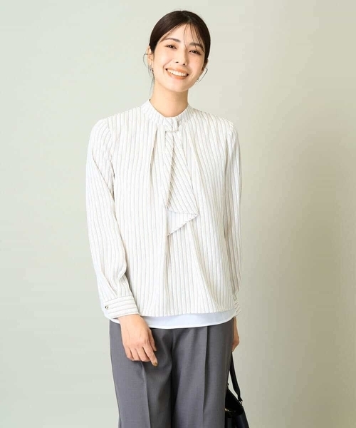 a.v.v（アーヴェヴェ）の「メタルパーツレイヤードブラウス（シャツ/ブラウス・レディース・アイボリー/ネイビー/ホワイト・34/38/36/42/40）」の12枚目の写真