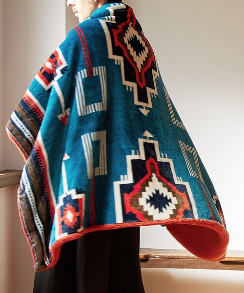 チャイハネ(チャイハネ)の「【チャイハネ】NOMADY ノマディブランケットM(ブランケット・レディース・ブラック/カーキ/ナチュラル/ターコイズブルー/サンドベージュ/スカイブルー・FREE)」の5枚目の写真