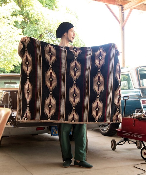 チャイハネ(チャイハネ)の「【チャイハネ】NOMADY ノマディブランケットM(ブランケット・レディース・ブラック/カーキ/ナチュラル/ターコイズブルー/サンドベージュ/スカイブルー・FREE)」の9枚目の写真