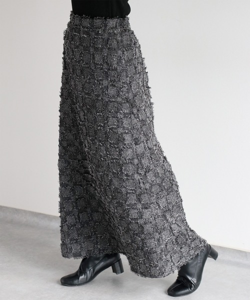 cepo（セポ）の「ジャガードフリンジチェック ナローフレアースカート（スカート・レディース・オレンジ系その他/ブラック系その他/パープル系その他・M）」の17枚目の写真