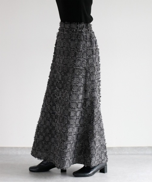 cepo（セポ）の「ジャガードフリンジチェック ナローフレアースカート（スカート・レディース・オレンジ系その他/ブラック系その他/パープル系その他・M）」の18枚目の写真