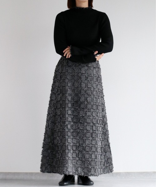 cepo（セポ）の「ジャガードフリンジチェック ナローフレアースカート（スカート・レディース・オレンジ系その他/ブラック系その他/パープル系その他・M）」の22枚目の写真