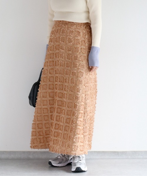 cepo（セポ）の「ジャガードフリンジチェック ナローフレアースカート（スカート・レディース・オレンジ系その他/ブラック系その他/パープル系その他・M）」の5枚目の写真