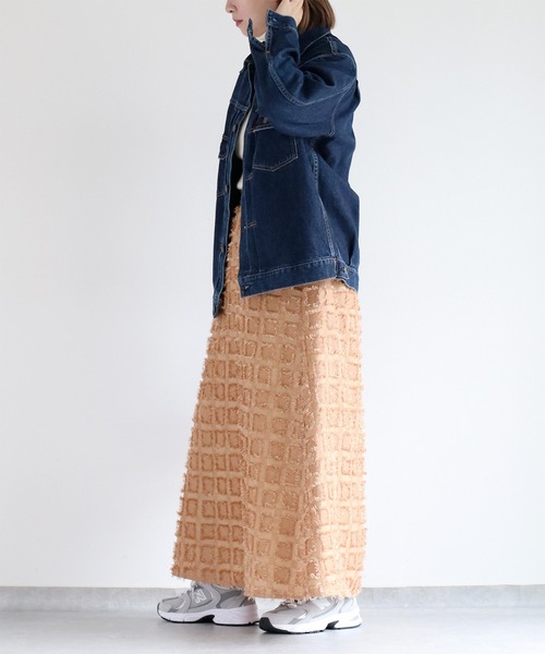 cepo（セポ）の「ジャガードフリンジチェック ナローフレアースカート（スカート・レディース・オレンジ系その他/ブラック系その他/パープル系その他・M）」の12枚目の写真