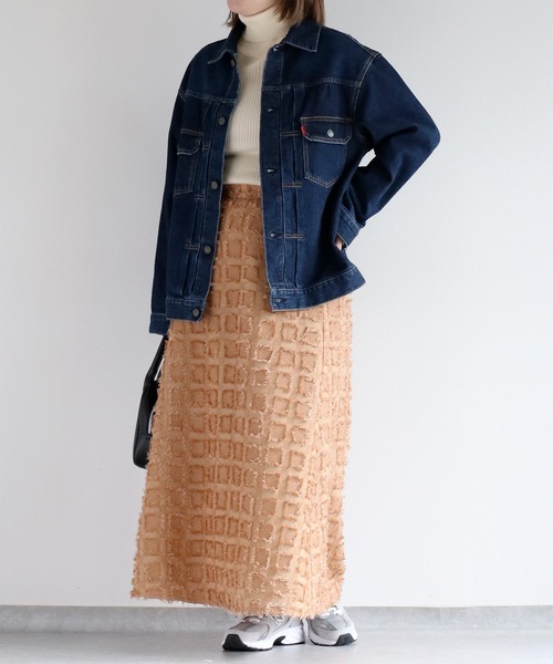 cepo（セポ）の「ジャガードフリンジチェック ナローフレアースカート（スカート・レディース・オレンジ系その他/ブラック系その他/パープル系その他・M）」の15枚目の写真