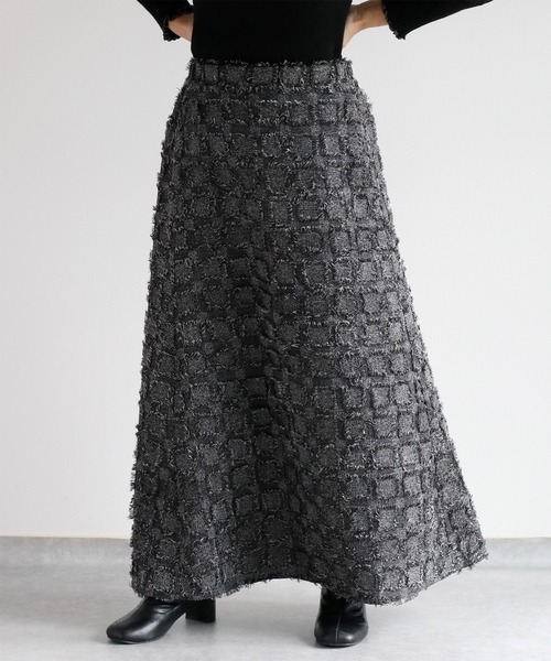 cepo（セポ）の「ジャガードフリンジチェック ナローフレアースカート（スカート・レディース・オレンジ系その他/ブラック系その他/パープル系その他・M）」の16枚目の写真