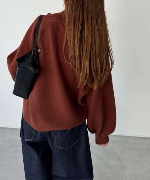 CANAL JEAN（キャナルジーン）の「El mar　アルパカ混ポロ襟ニット（ニット/セーター・レディース・ベージュ/ブラウン/チャコールグレー・ONE SIZE）」の11枚目の写真