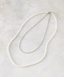 フェイクパール×ビジュー2連ネックレス