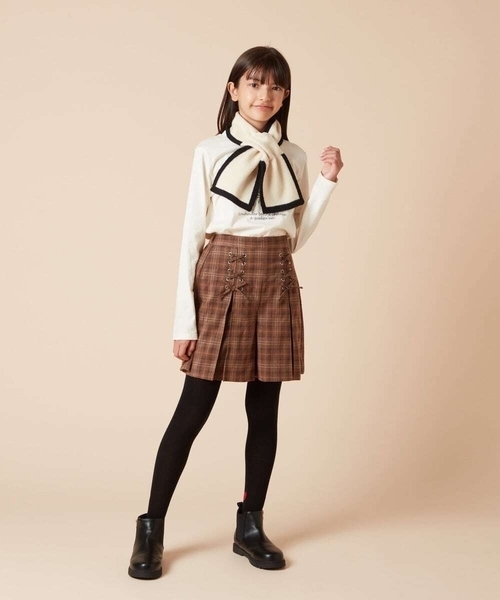 a.v.v（アーヴェヴェ）の「[KIDS]リボンデザインもこもこマフラー（ストール/ショール・キッズ・アイボリー/ダークインディゴブルー・120）」の12枚目の写真