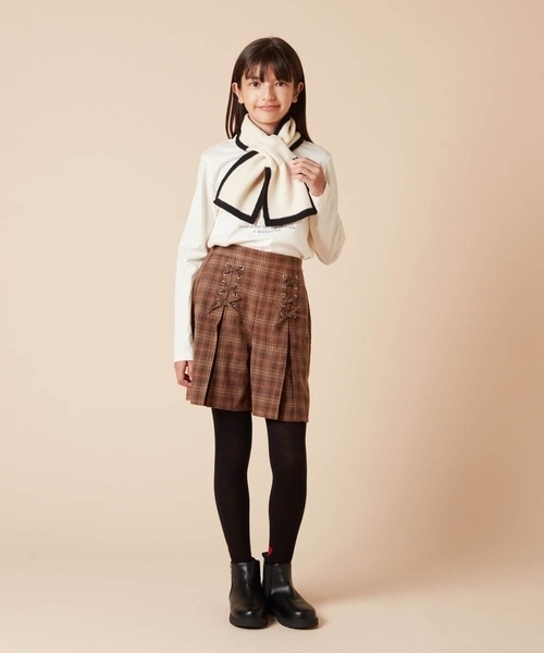 a.v.v（アーヴェヴェ）の「[KIDS]リボンデザインもこもこマフラー（ストール/ショール・キッズ・アイボリー/ダークインディゴブルー・120）」の13枚目の写真