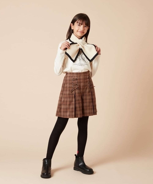 a.v.v（アーヴェヴェ）の「[KIDS]リボンデザインもこもこマフラー（ストール/ショール・キッズ・アイボリー/ダークインディゴブルー・120）」の14枚目の写真