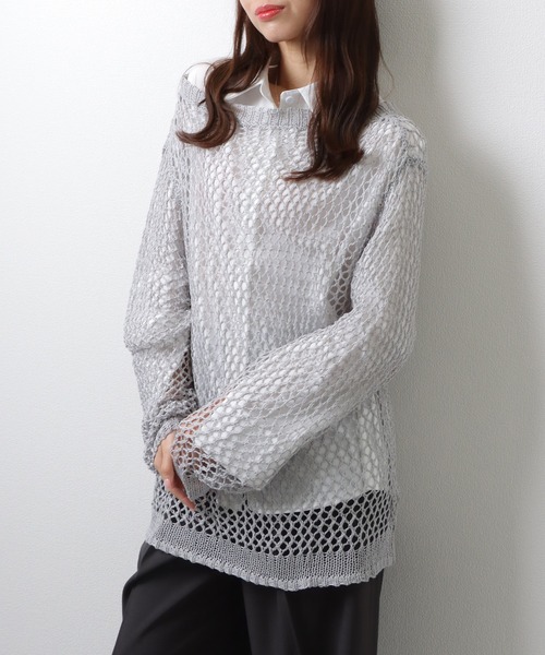 Lace Ladies(レースレディース)の「ソリッドカラー 2WAY ウエストシェイプ フロントボタン ブラウス(シャツ/ブラウス・レディース・ブルー/ホワイト/ネイビー・S/M/XL)」の11枚目の写真