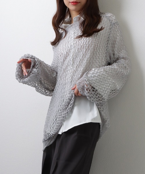 Lace Ladies(レースレディース)の「ソリッドカラー 2WAY ウエストシェイプ フロントボタン ブラウス(シャツ/ブラウス・レディース・ブルー/ホワイト/ネイビー・S/M/XL)」の12枚目の写真