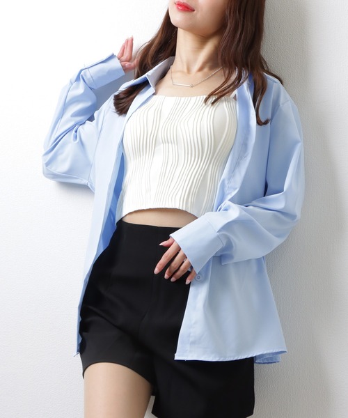 Lace Ladies(レースレディース)の「ソリッドカラー 2WAY ウエストシェイプ フロントボタン ブラウス(シャツ/ブラウス・レディース・ブルー/ホワイト/ネイビー・S/M/XL)」の14枚目の写真
