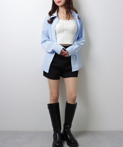 Lace Ladies(レースレディース)の「ソリッドカラー 2WAY ウエストシェイプ フロントボタン ブラウス(シャツ/ブラウス・レディース・ブルー/ホワイト/ネイビー・S/M/XL)」の15枚目の写真