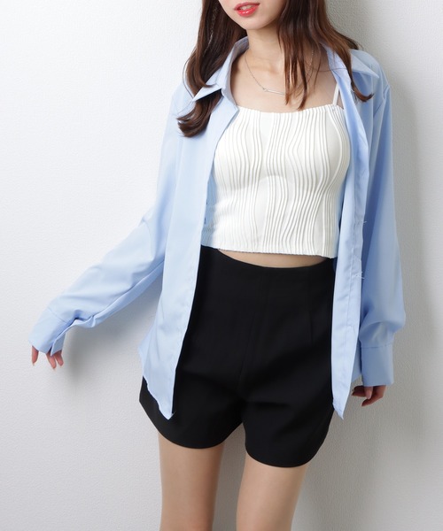 Lace Ladies(レースレディース)の「ソリッドカラー 2WAY ウエストシェイプ フロントボタン ブラウス(シャツ/ブラウス・レディース・ブルー/ホワイト/ネイビー・S/M/XL)」の16枚目の写真