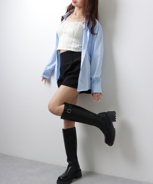 Lace Ladies(レースレディース)の「ソリッドカラー 2WAY ウエストシェイプ フロントボタン ブラウス(シャツ/ブラウス・レディース・ブルー/ホワイト/ネイビー・S/M/XL)」の18枚目の写真