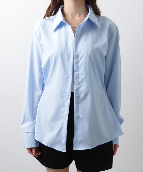 Lace Ladies(レースレディース)の「ソリッドカラー 2WAY ウエストシェイプ フロントボタン ブラウス(シャツ/ブラウス・レディース・ブルー/ホワイト/ネイビー・S/M/XL)」の19枚目の写真