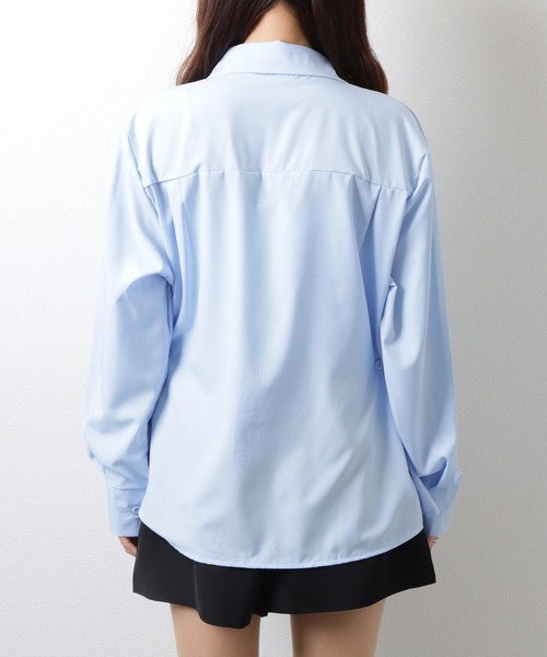 Lace Ladies(レースレディース)の「ソリッドカラー 2WAY ウエストシェイプ フロントボタン ブラウス(シャツ/ブラウス・レディース・ブルー/ホワイト/ネイビー・S/M/XL)」の20枚目の写真