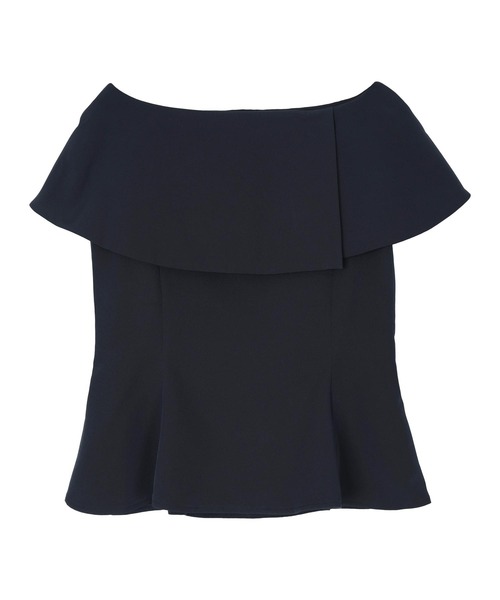 ユアーズ ur's ケープデザインペプラムトップス （ブラック） ケープデザインペプラムトップス（Tシャツ/カットソー）｜ur's
