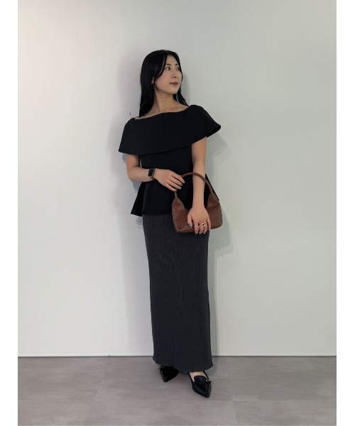 ユアーズ ur's ケープデザインペプラムトップス （ブラック） ケープデザインペプラムトップス（Tシャツ/カットソー）｜ur's