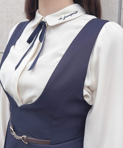 F i.n.t（フィント）の「リボンタイ付きロゴ刺繍衿長袖ブラウス/fint フィント（シャツ/ブラウス・レディース・オフホワイト/ライトベージュ・FREE）」の10枚目の写真