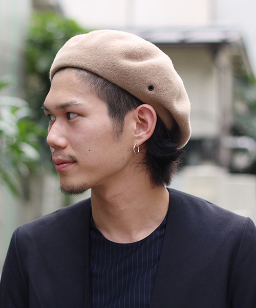 Lui's(ルイス)の「C-PLUS HEADWEARS(シープラス・ヘッドウェアーズ) ウールベレー帽(ハンチング/ベレー帽・メンズ・ブラック/キャメル・FREE)」の2枚目の写真