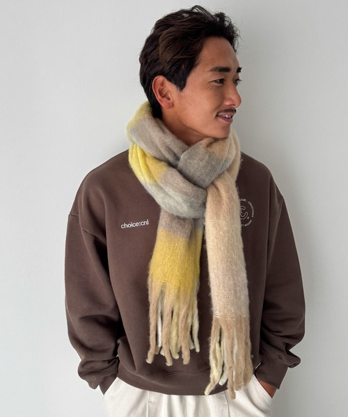 CANAL JEAN（キャナルジーン）の「El mar　ボリュームチェックマフラー（マフラー・レディース・ピンク/オレンジ/イエロー/ブラック・ONE SIZE）」の17枚目の写真