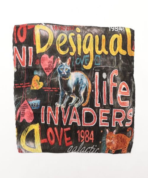 Desigual(デシグアル)の「REPRISE FELINERECTANGULAR 長方形スカーフ(ストール/ショール・レディース・ブラック・FREE)」の2枚目の写真