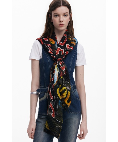Desigual(デシグアル)の「REPRISE FELINERECTANGULAR 長方形スカーフ(ストール/ショール・レディース・ブラック・FREE)」の1枚目の写真