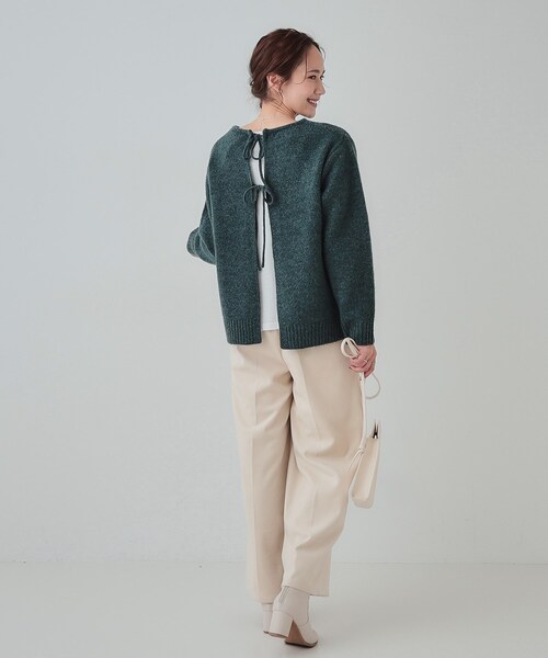 SHOO・LA・RUE(シューラルー)の「◆【S-LL/前後2WAY】カジュアルでもフェミニンでも バックリボンニット+ロンT(ニット/セーター・レディース・グレー/ブルーグリーン/ピンク系/ベージュ・01/02/03/04)」の17枚目の写真