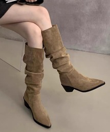 MEMECLE（メメクル）の「【 MEMECLE / メメクル 】スエード ギャザーロングブーツ（ブーツ）」