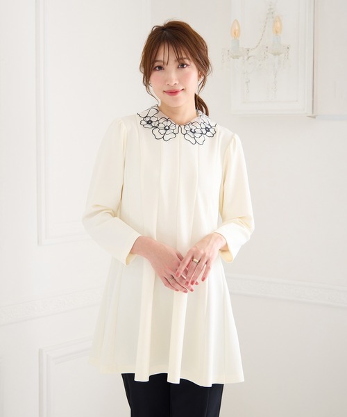 ローズティアラ（Rose Tiara）/【セットアップ対応】フラワー襟ブラウス セール】【セットアップ対応】フラワー襟ブラウス（シャツ/ブラウス