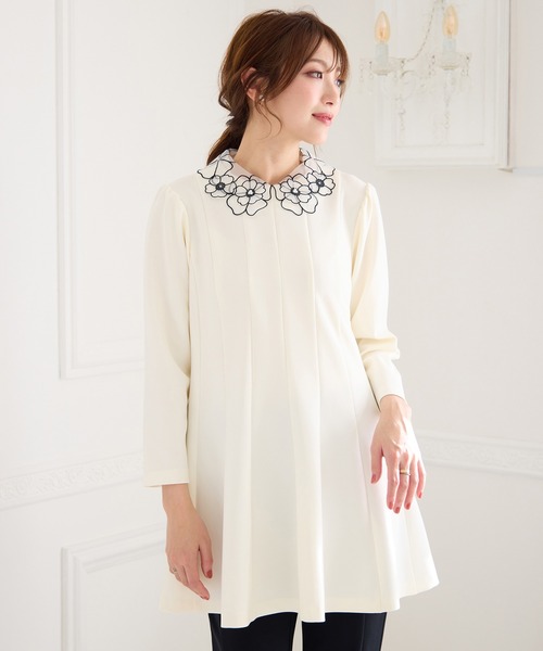 Rose Tiara(ローズティアラ)の「【セットアップ対応】フラワー襟ブラウス(シャツ/ブラウス・レディース・ブラック/オフホワイト・38/46/42)」の18枚目の写真