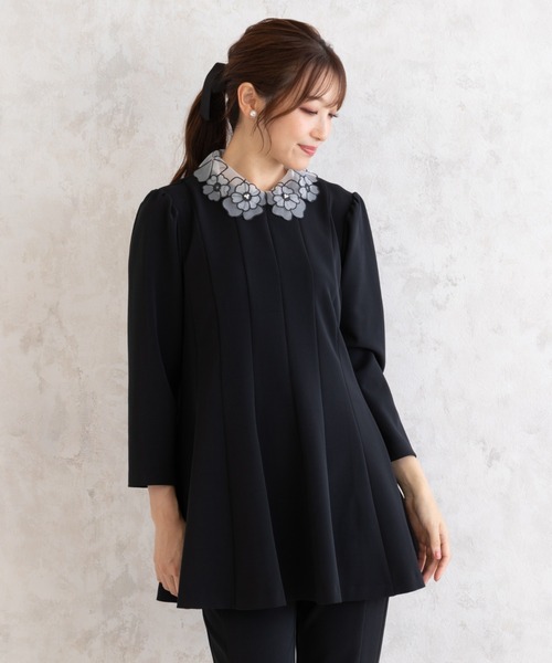 Rose Tiara(ローズティアラ)の「【セットアップ対応】フラワー襟ブラウス(シャツ/ブラウス・レディース・ブラック/オフホワイト・38/46/42)」の21枚目の写真