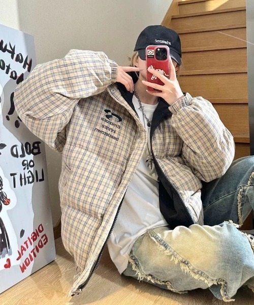 セール】リバーシブルチェック柄中綿ジャケット（その他アウター