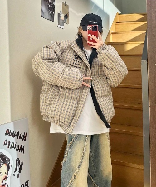 セール】リバーシブルチェック柄中綿ジャケット（その他アウター