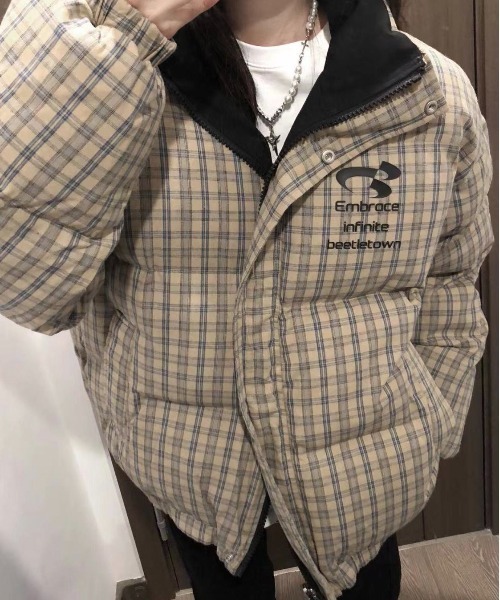 リバーシブルチェック柄ジャケット セール】リバーシブルチェック柄中綿ジャケット（その他アウター