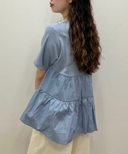 B:MING by BEAMS（ビーミングバイビームス）の「サイド ティアード プルオーバー（Tシャツ/カットソー・レディース・ライトブルー/オフホワイト/ブラック/ピンク・ONE SIZE）」の3枚目の写真