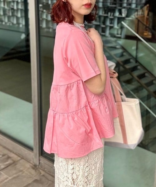 B:MING by BEAMS（ビーミングバイビームス）の「サイド ティアード プルオーバー（Tシャツ/カットソー・レディース・ライトブルー/オフホワイト/ブラック/ピンク・ONE SIZE）」の5枚目の写真