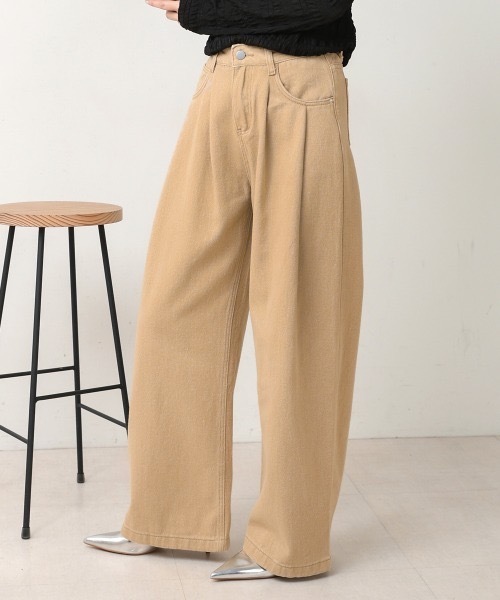 Bou Jeloud(ブージュルード)の「タックワイドパンツ(その他パンツ・レディース・ベージュ/ホワイト/ダークネイビー・38/36)」の3枚目の写真