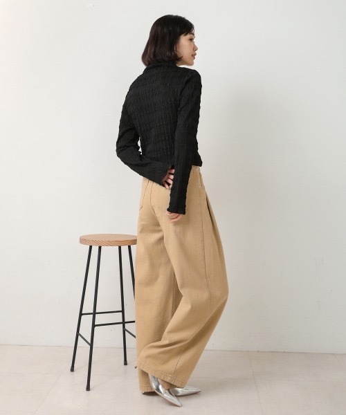 Bou Jeloud(ブージュルード)の「タックワイドパンツ(その他パンツ・レディース・ベージュ/ホワイト/ダークネイビー・38/36)」の15枚目の写真