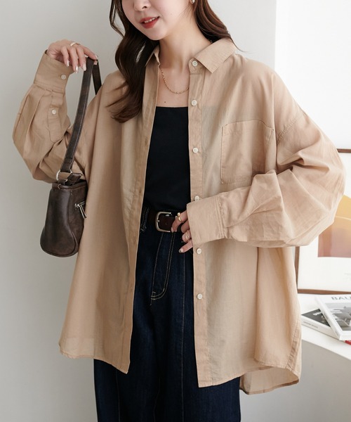 DISCOAT（ディスコート）の「コットンシアーレギュラーシャツ（シャツ/ブラウス・レディース・ネイビー/ベージュ/ピンク/ブラック/オフホワイト/ブルー/ブルー系その他/ベージュ系その他/ダークブラウン/ブルー系その他2/アイボリー・FREE）」の7枚目の写真