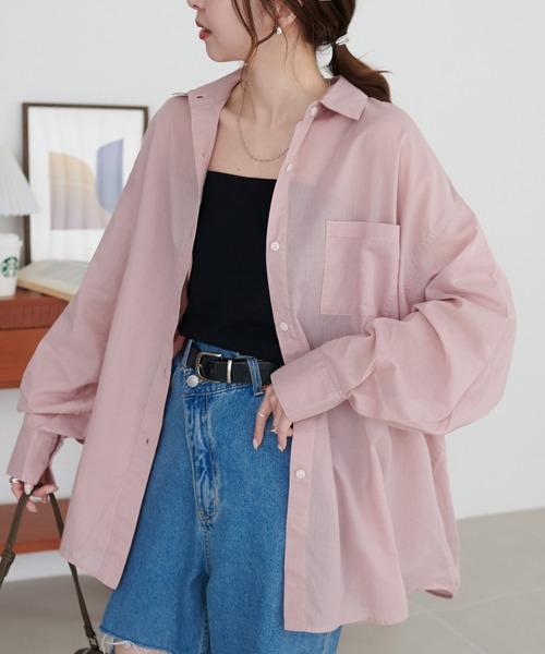 DISCOAT（ディスコート）の「コットンシアーレギュラーシャツ（シャツ/ブラウス・レディース・ネイビー/ベージュ/ピンク/ブラック/オフホワイト/ブルー/ブルー系その他/ベージュ系その他/ダークブラウン/ブルー系その他2/アイボリー・FREE）」の11枚目の写真